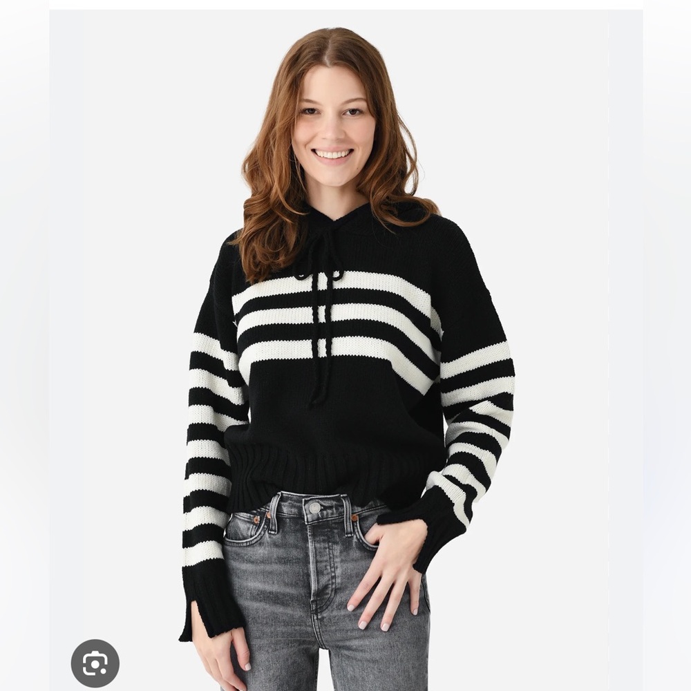 Ciao Lucia Tiago Black and White Striped Hoodie